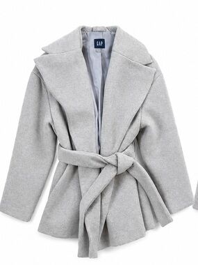 GAP Oversized Wrap Top Coat Gray Tie Belt | Minimalist, Classic | Women’s S